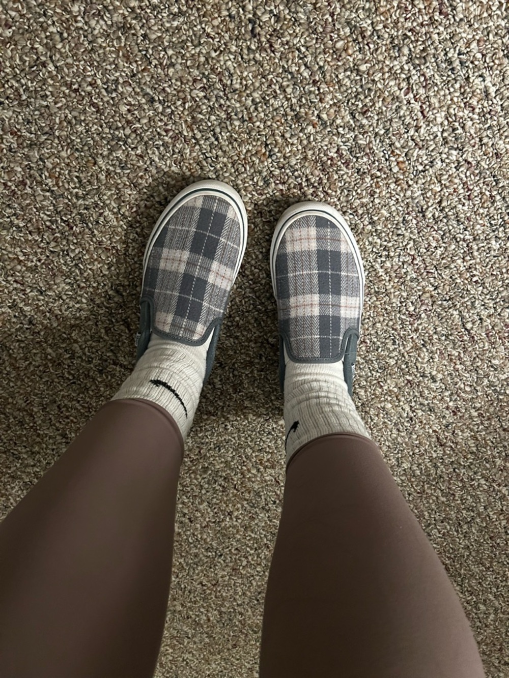 Vans Plaid Slip-On Sneakers in Gray and White